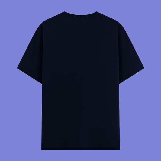 Navy Blue t-shirt on a sky blue background