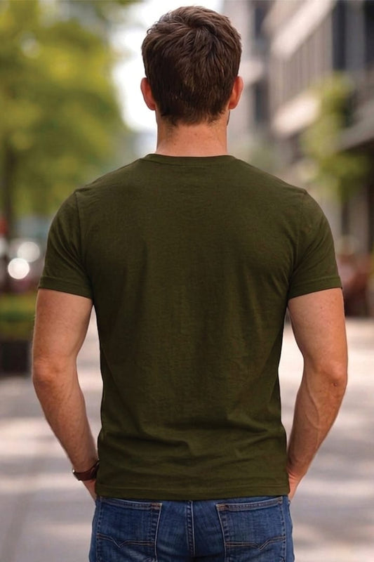 Minimalist Cotton “Breathe” Typography T-Shirt Olive - Trendzkraft