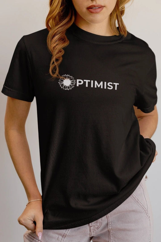 Optimist Unisex Typography T-Shirt - Black - Trendzkraft