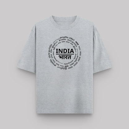 India in Every Language – Oversized Heritage Cotton T-Shirt | TrendzKraft