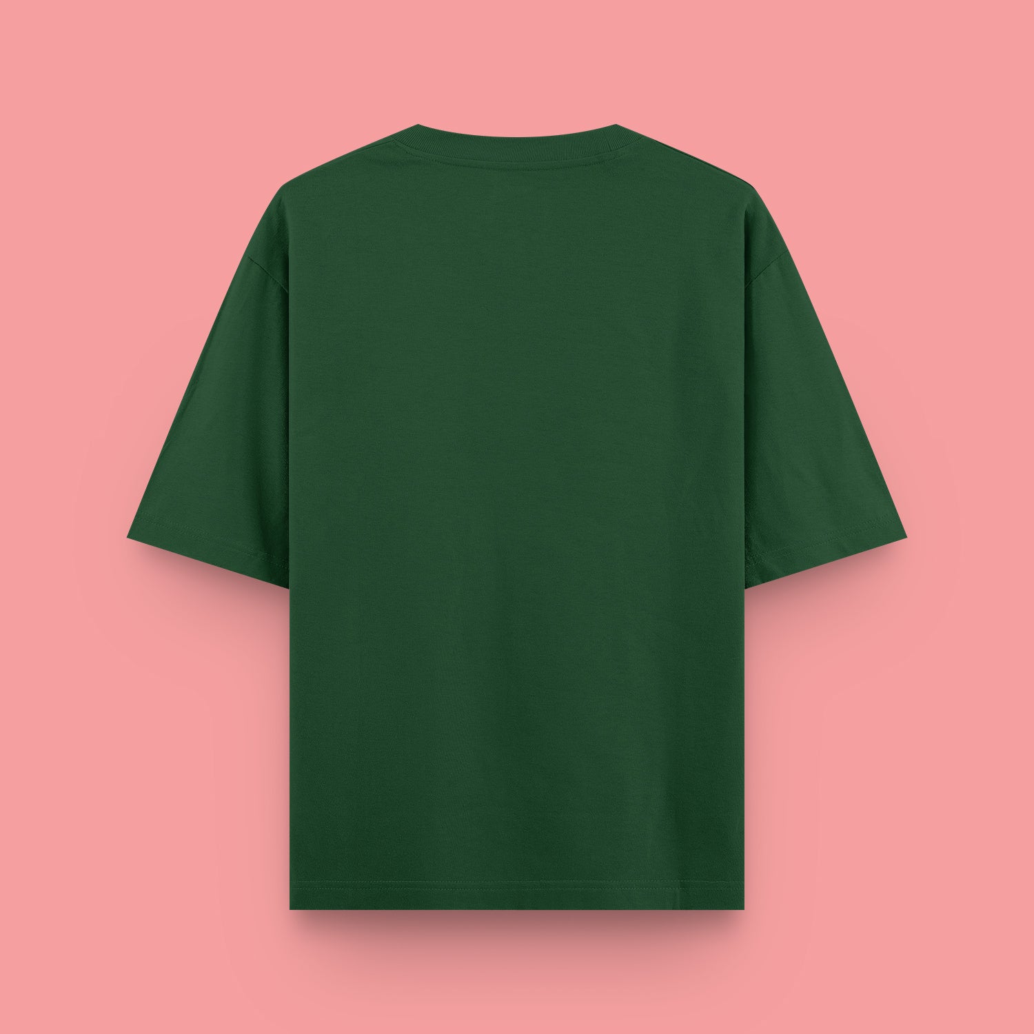 Green t-shirt on a pink background