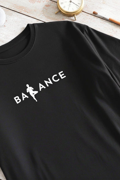 Minimalist Cotton “Balance” Typography T-Shirt Black - Trendzkraft