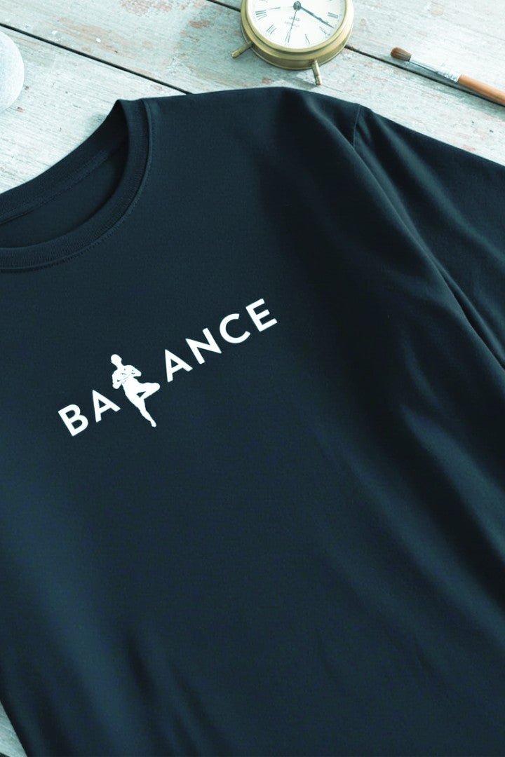 Minimalist Cotton “Balance” Typography T-Shirt Navy Blue - Trendzkraft