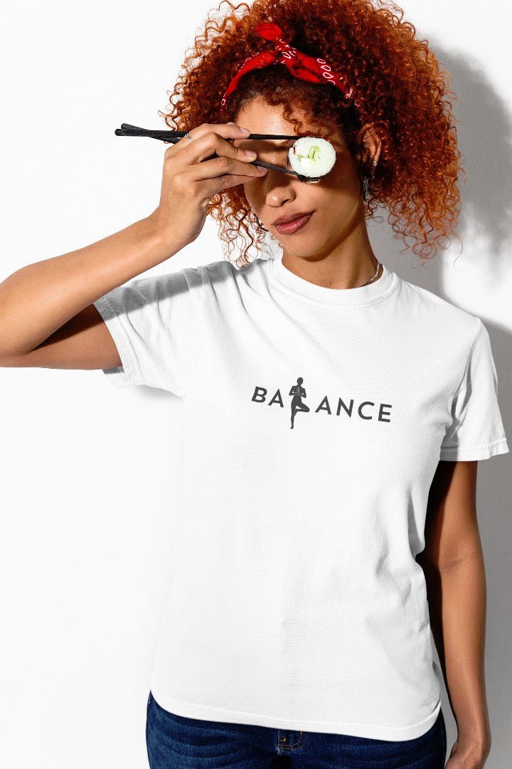 Minimalist Cotton “Balance” Typography T-Shirt White - Trendzkraft