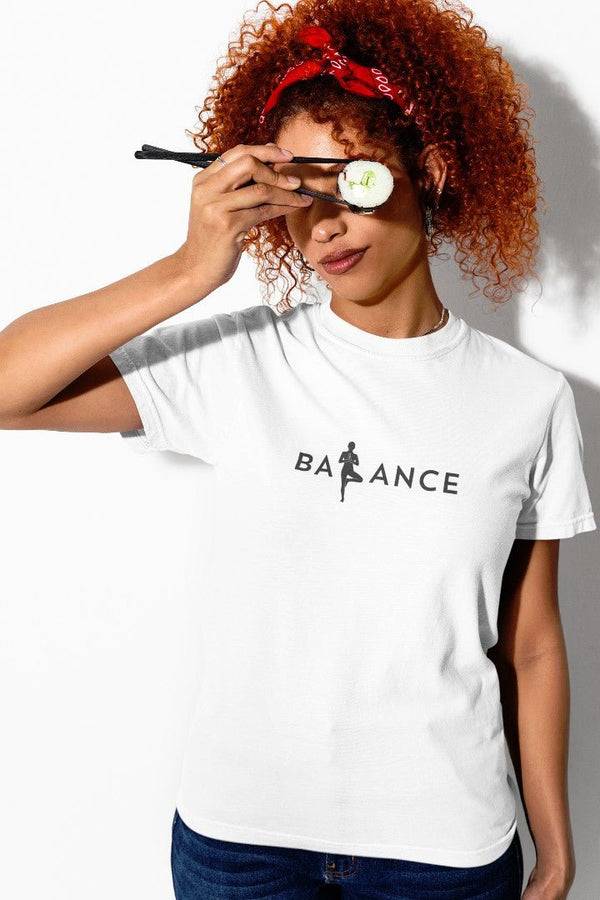 Minimalist Cotton “Balance” Typography T-Shirt White - Trendzkraft