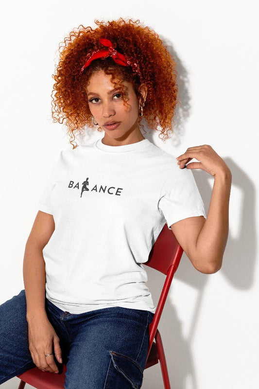 Minimalist Cotton “Balance” Typography T-Shirt White - Trendzkraft