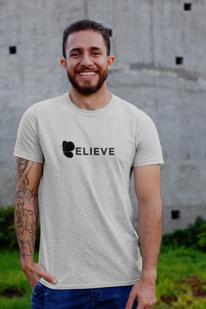 Minimalist Cotton “Believe” Typography T-Shirt - Trendzkraft
