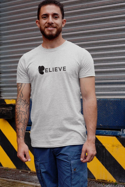 Minimalist Cotton “Believe” Typography T-Shirt - Trendzkraft