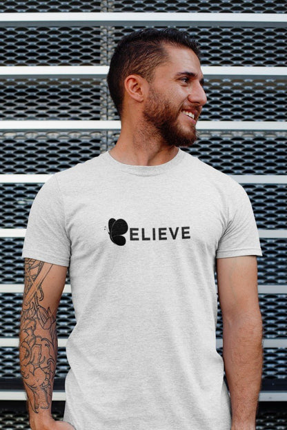 Minimalist Cotton “Believe” Typography T-Shirt - Trendzkraft