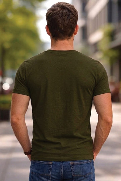 Minimalist Cotton “Breathe” Typography T-Shirt Olive - Trendzkraft