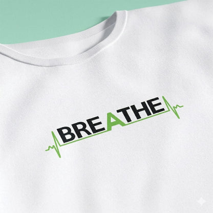 Minimalist Cotton “Breathe” Typography T-Shirt White - Trendzkraft