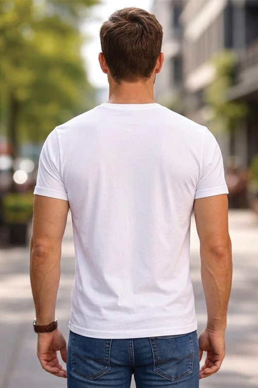 Minimalist Cotton “Breathe” Typography T-Shirt White - Trendzkraft