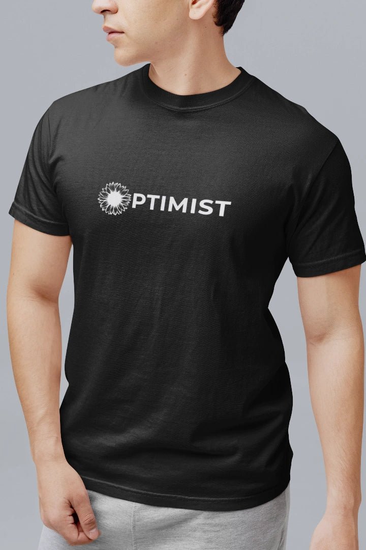 Optimist Unisex Typography T-Shirt - Black - Trendzkraft