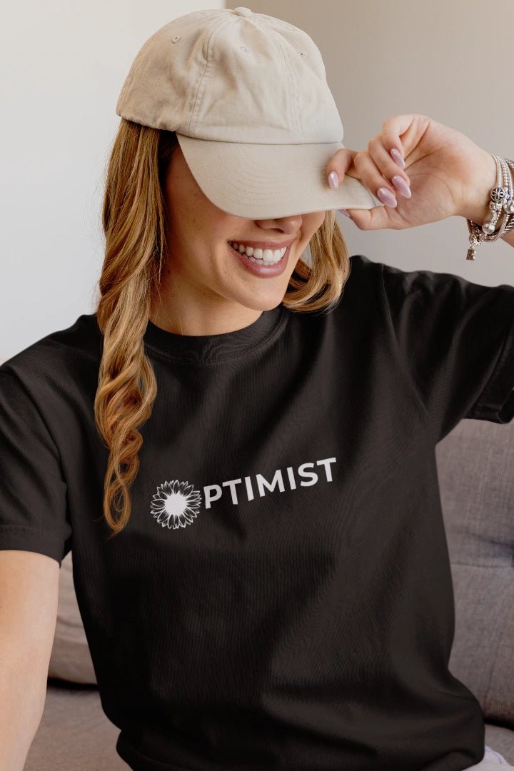 Optimist Unisex Typography T-Shirt - Black - Trendzkraft