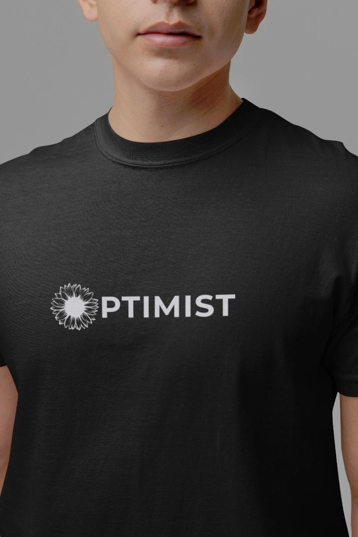 Optimist Unisex Typography T-Shirt - Black - Trendzkraft