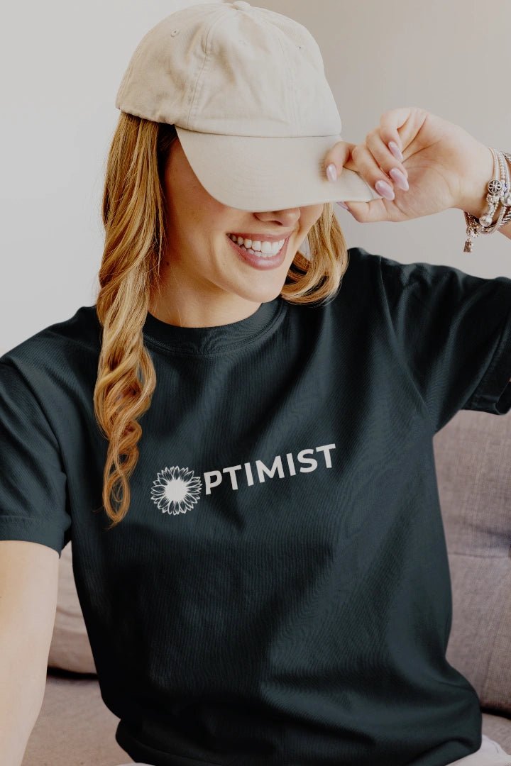 Optimist Unisex Typography T-Shirt - Navy Blue - Trendzkraft