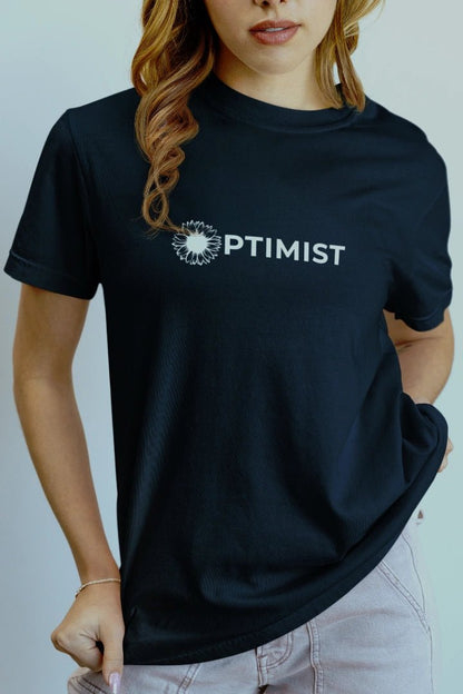 Optimist Unisex Typography T-Shirt - Navy Blue - Trendzkraft
