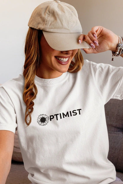Optimist Unisex Typography T-Shirt - White - Trendzkraft