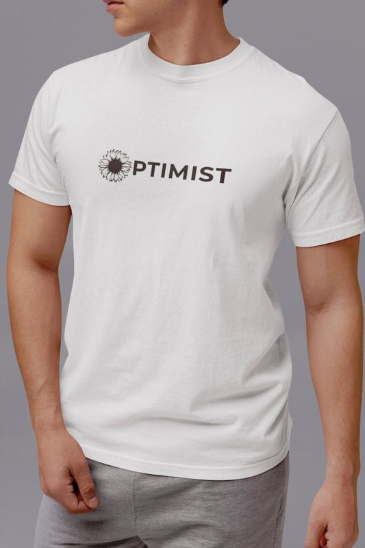 Optimist Unisex Typography T-Shirt - White - Trendzkraft