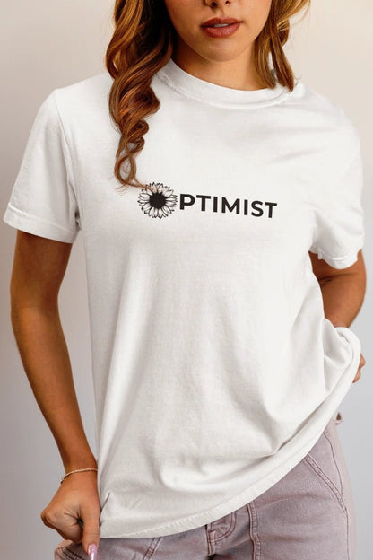 Optimist Unisex Typography T-Shirt - White - Trendzkraft