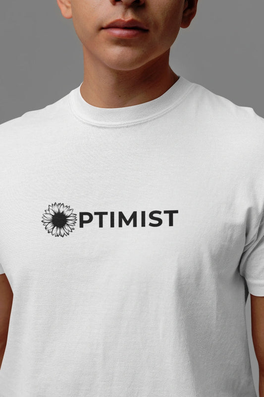 Optimist Unisex Typography T-Shirt - White - Trendzkraft
